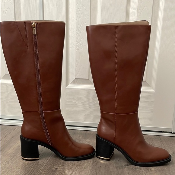 NWT BCBGeneration Brown Leather Knee-High Fall Boots women size 9 - Picture 2 of 7